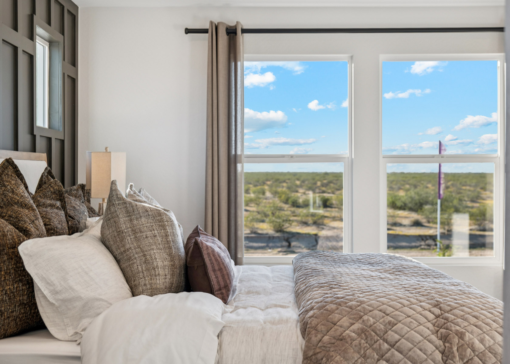 A couch and a window.