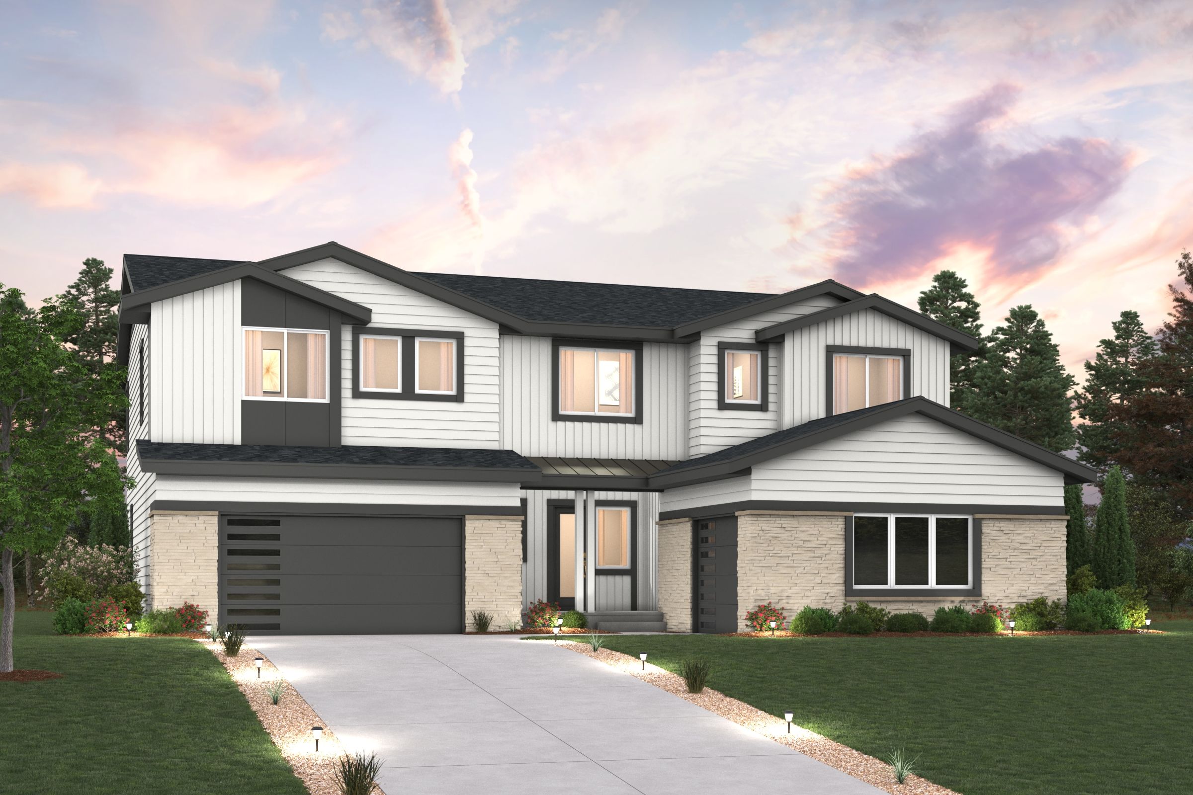 A house with a driveway.