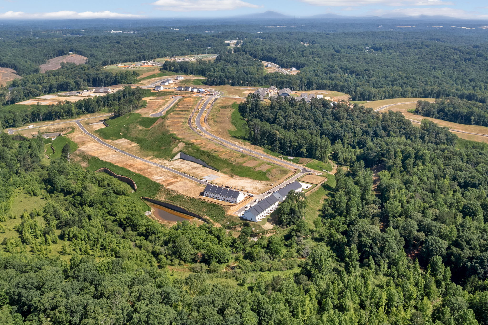 A road surrounded by trees.