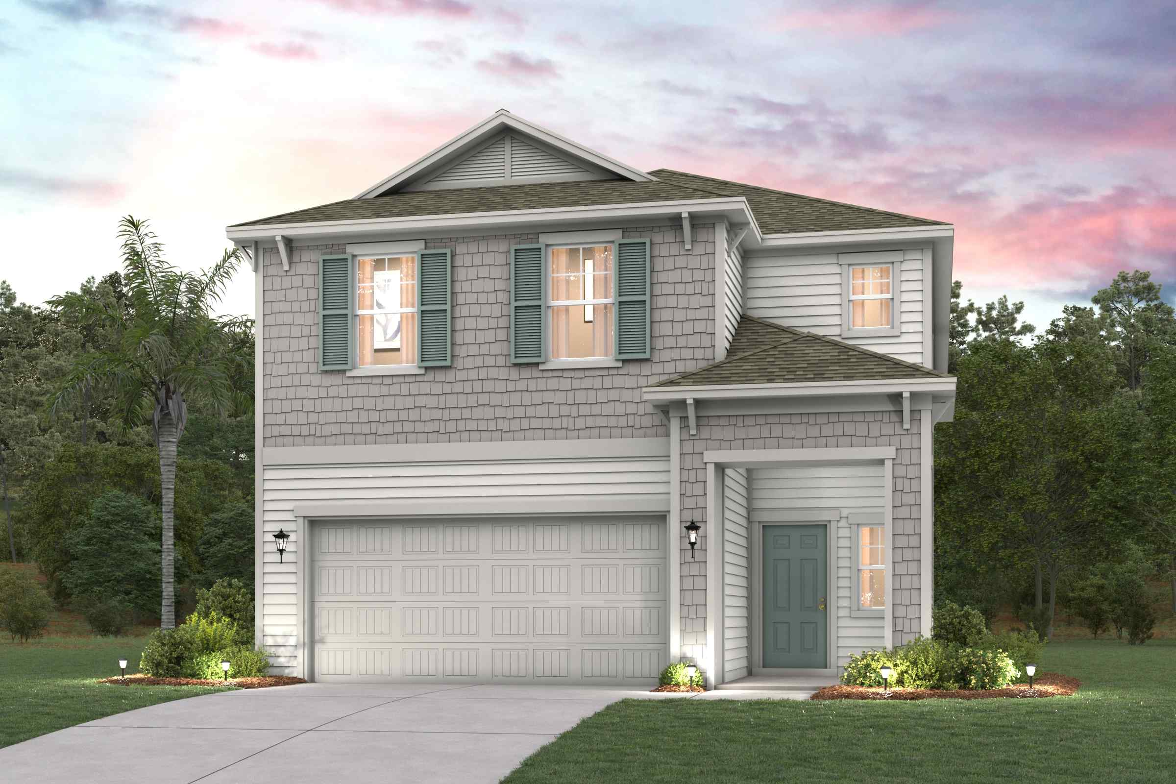 A house with a garage.