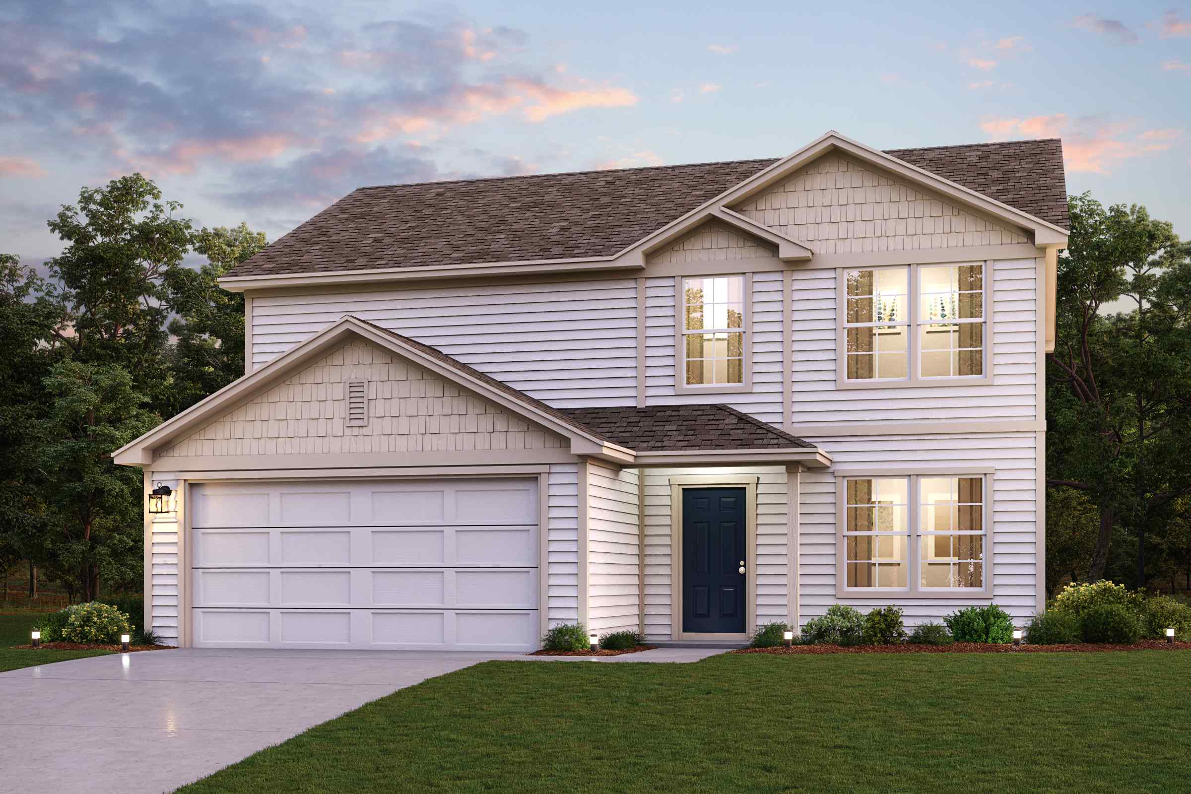 A house with a garage.