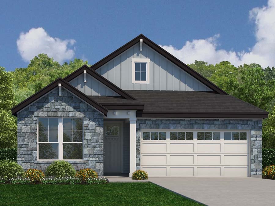 A house with a garage.