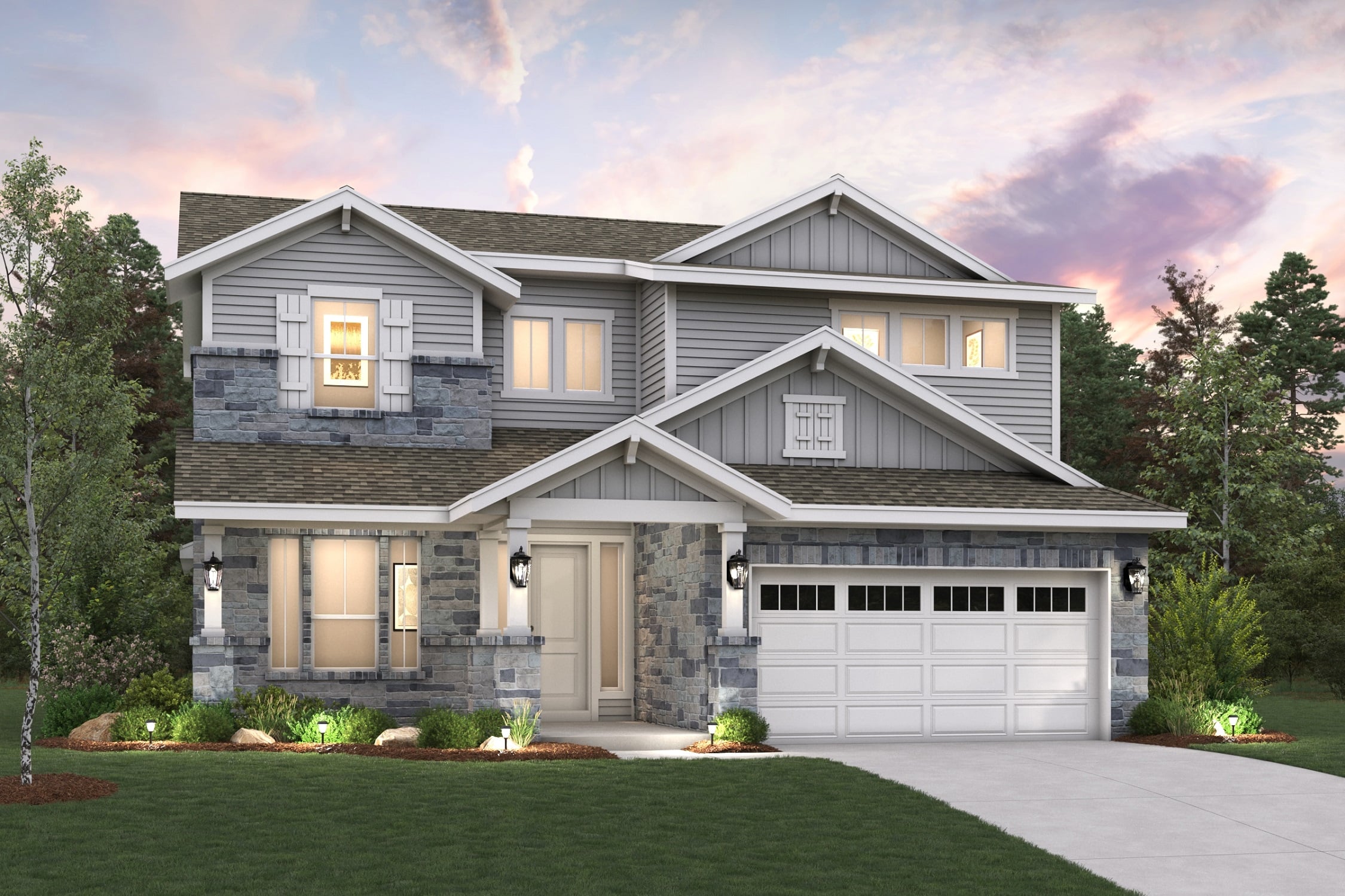 A house with a garage.