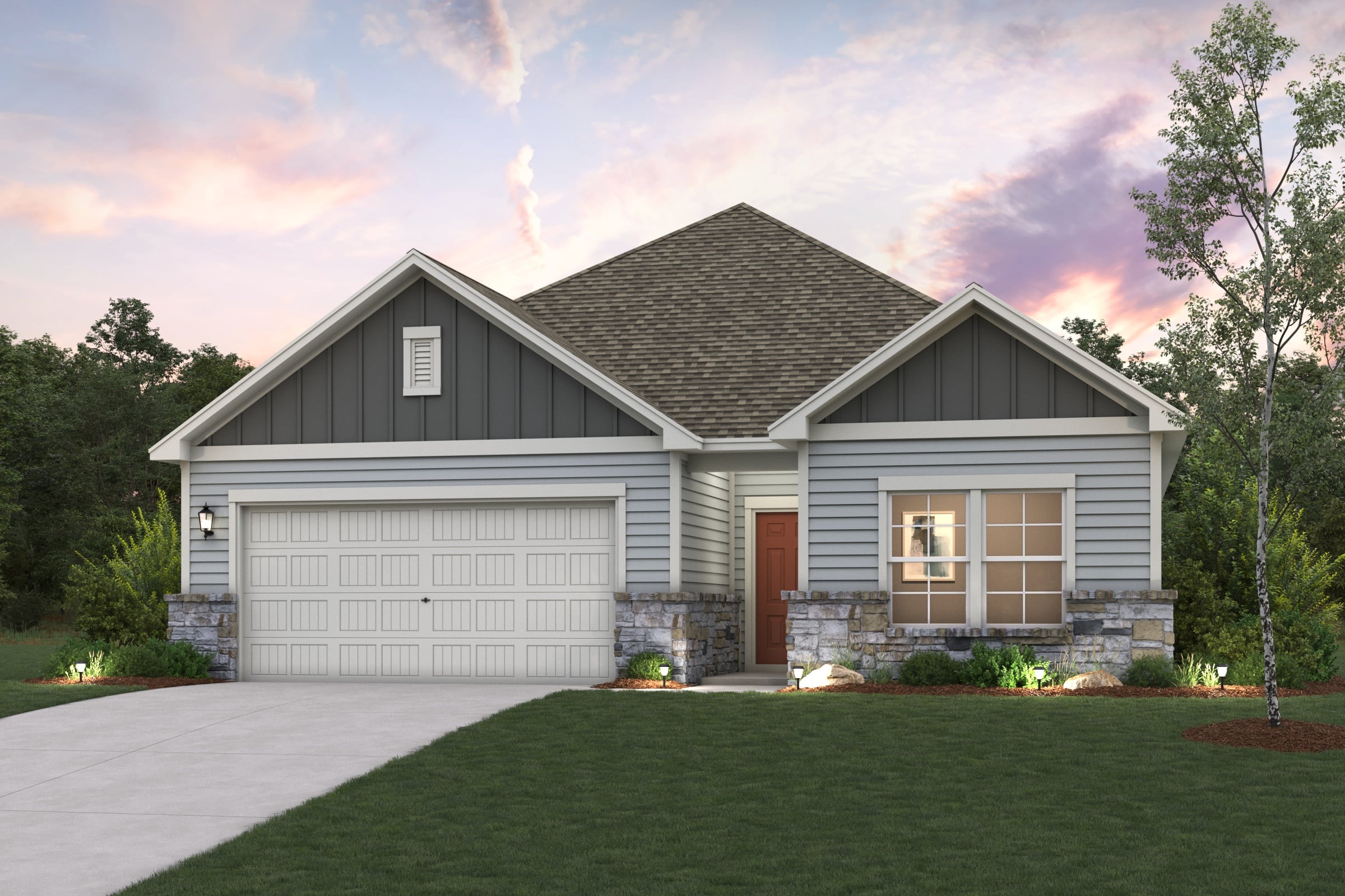 A house with a garage.