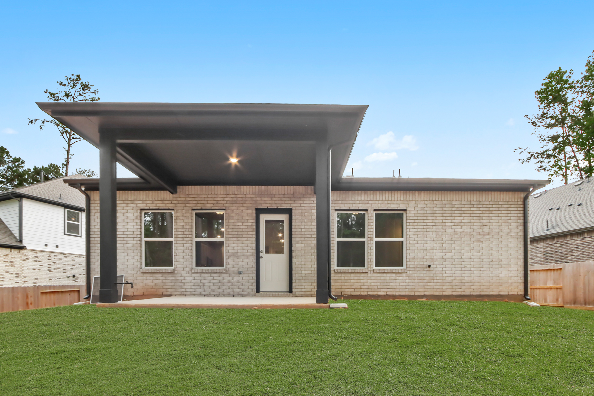 A house with a covered porch.
