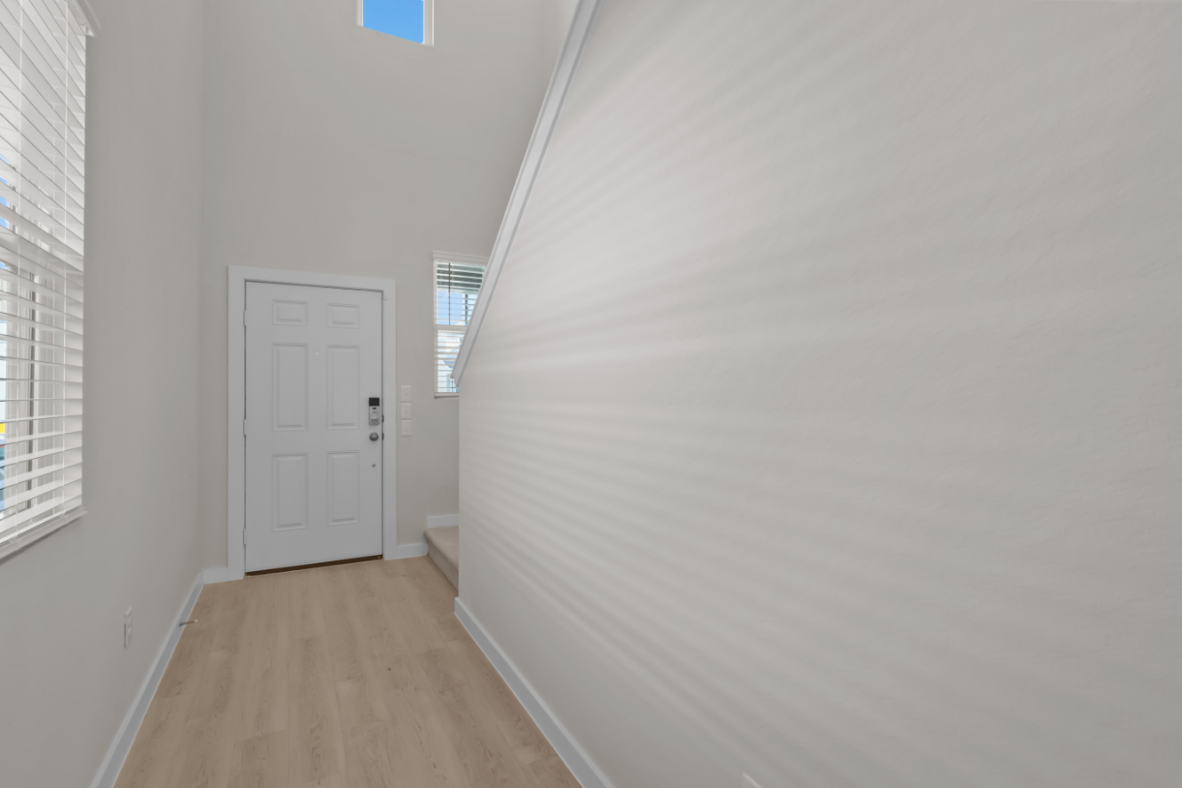 A room with white walls.