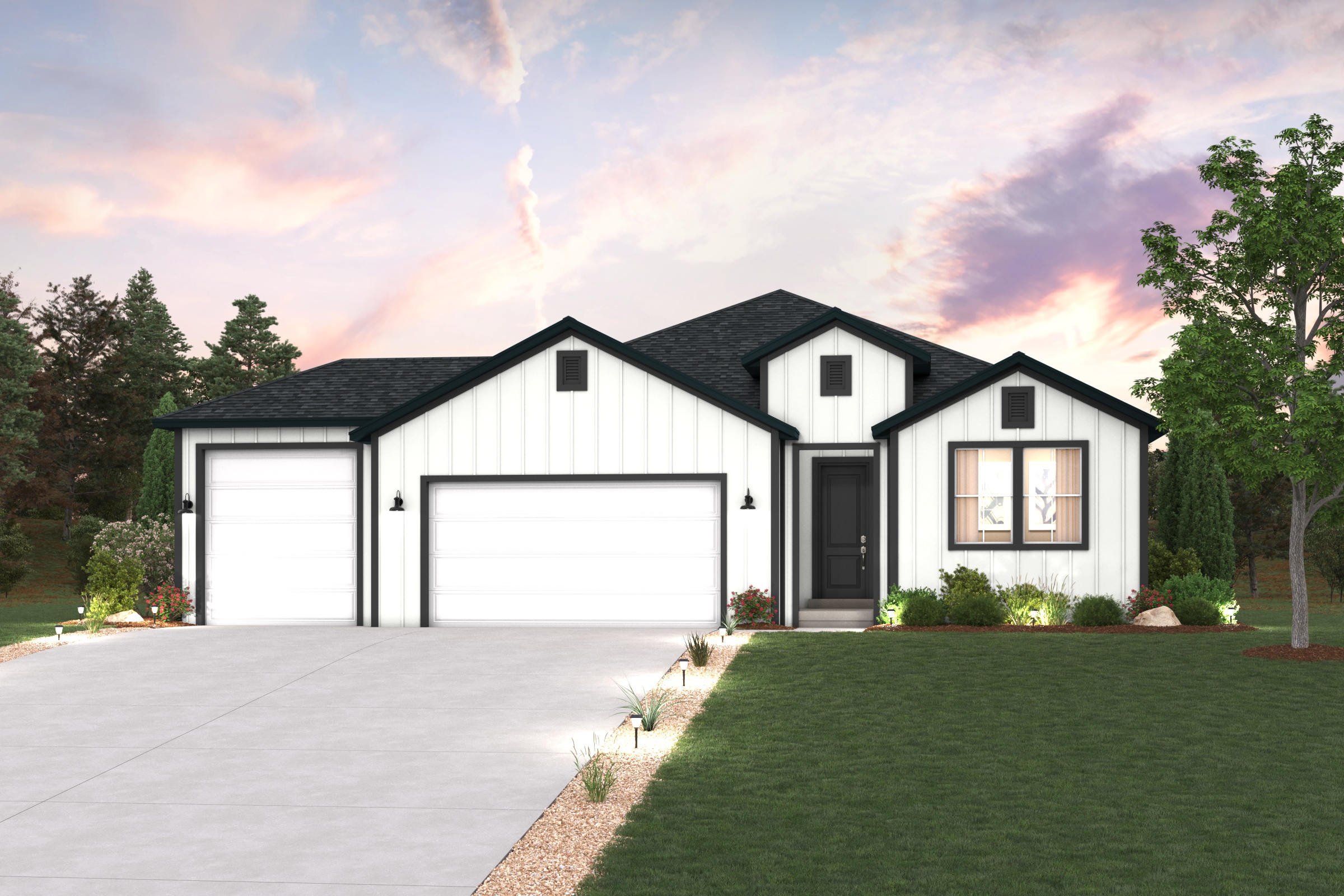 A house with a garage.