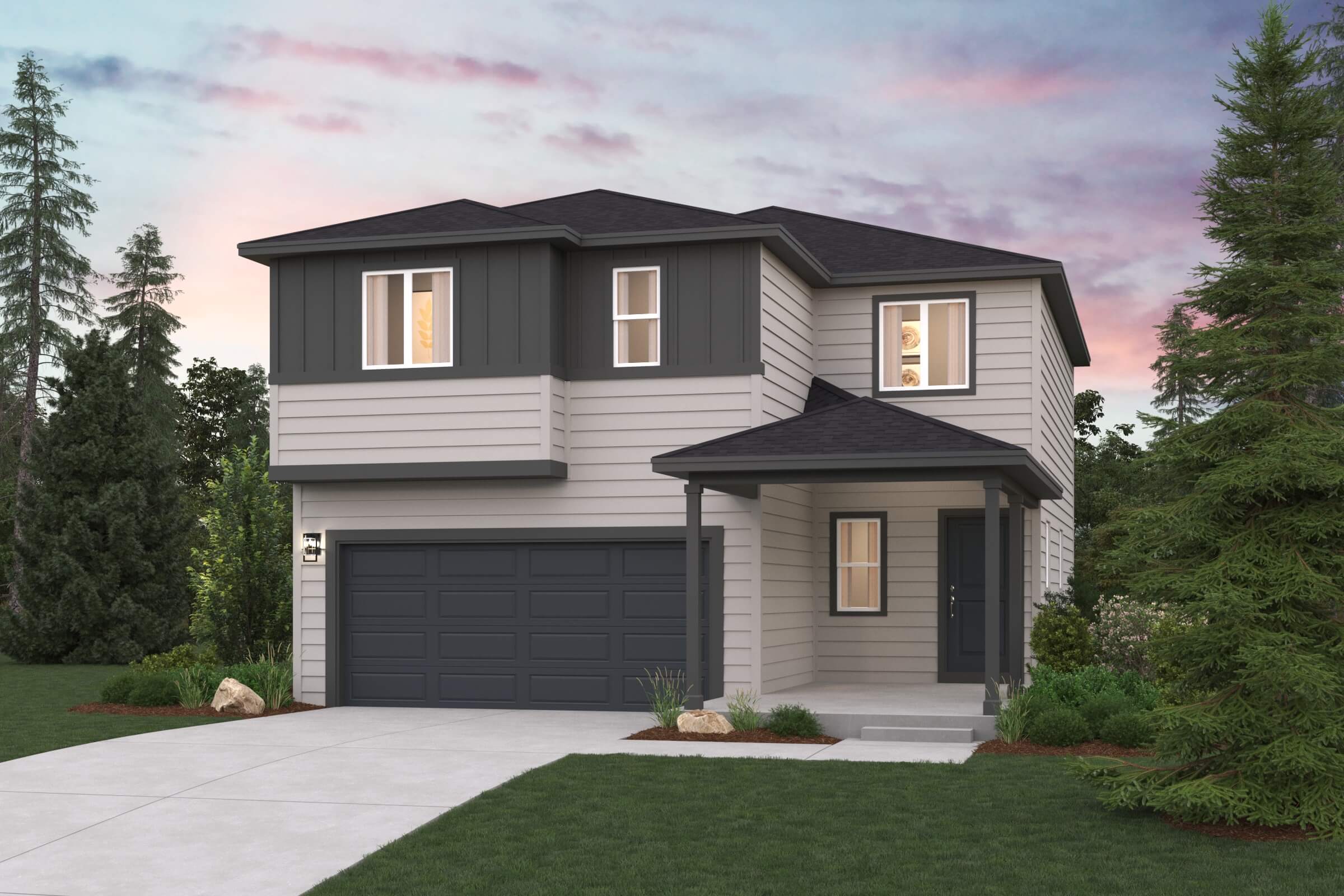 A house with a garage.