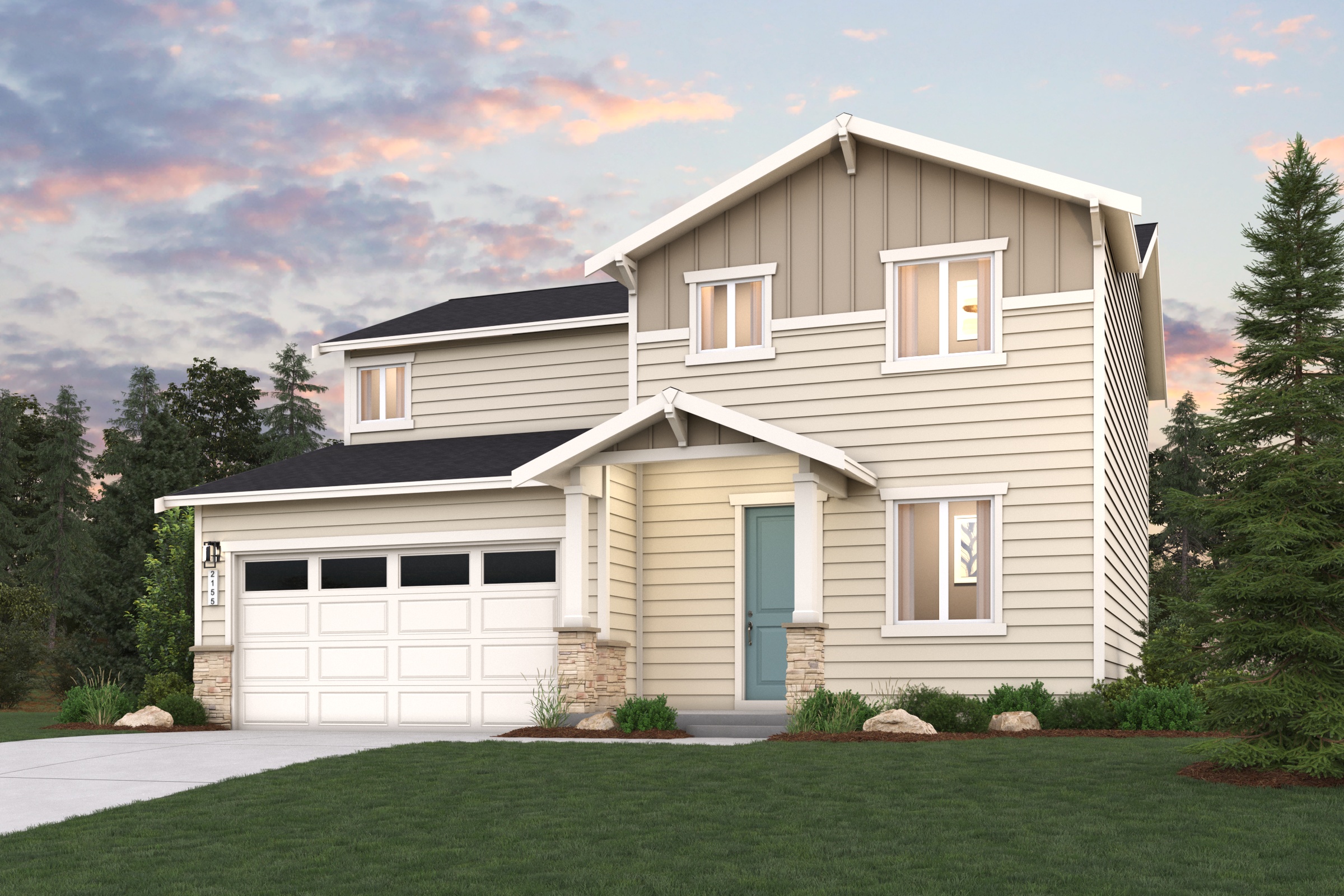 A house with a lawn in front of it.