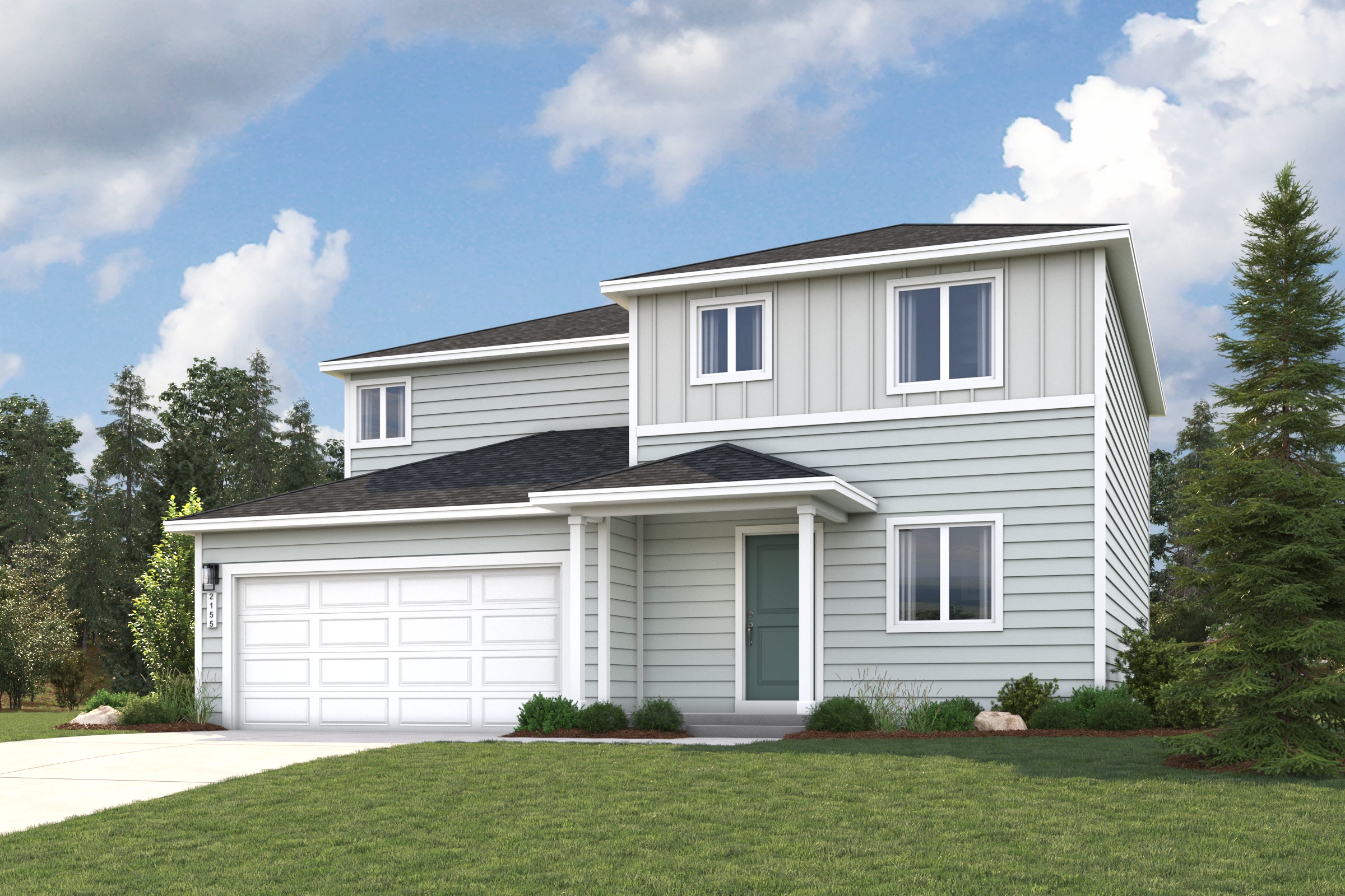 A house with a garage.