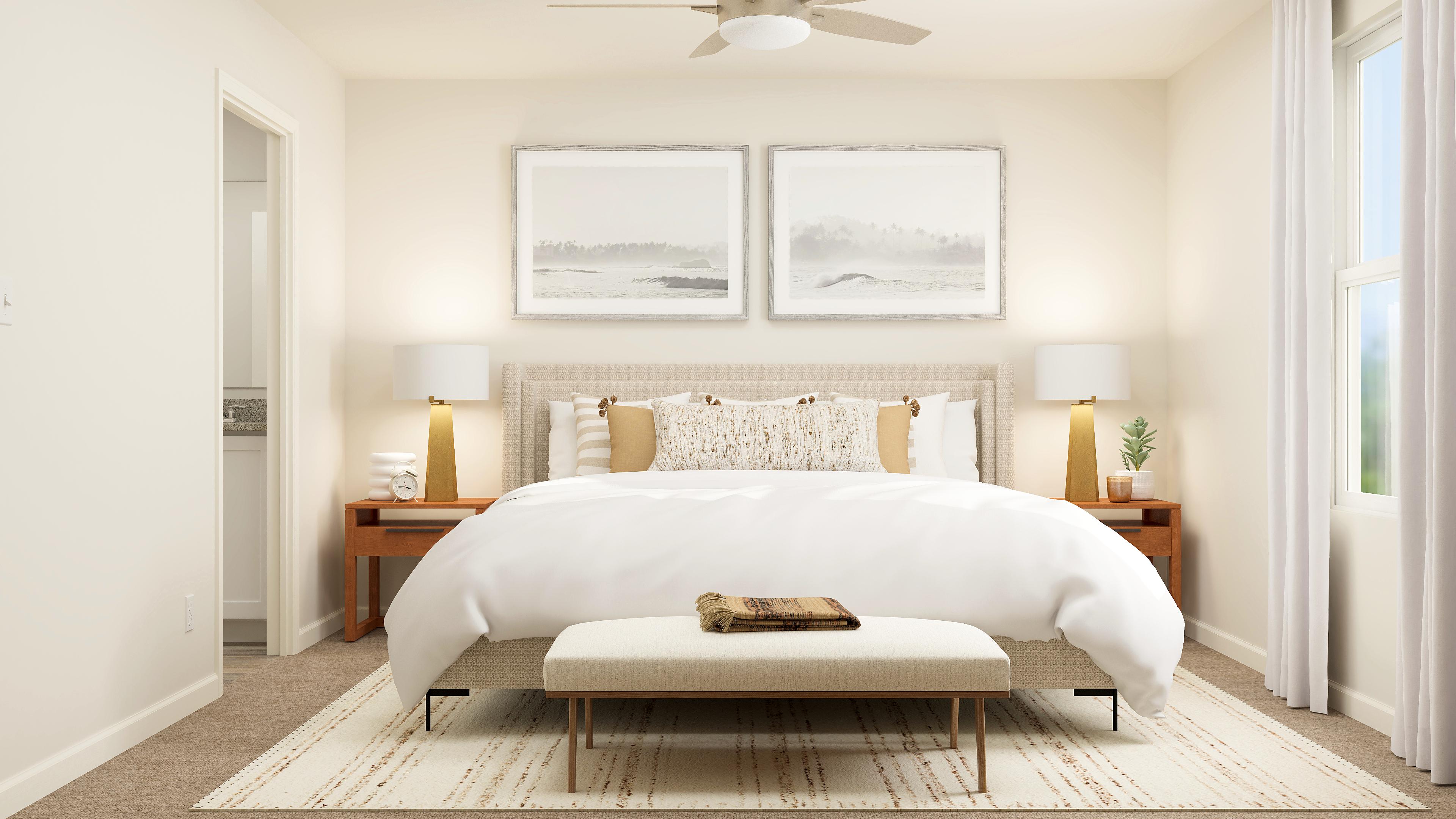A bed in a room.