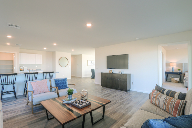 A living room with a tv and couches.