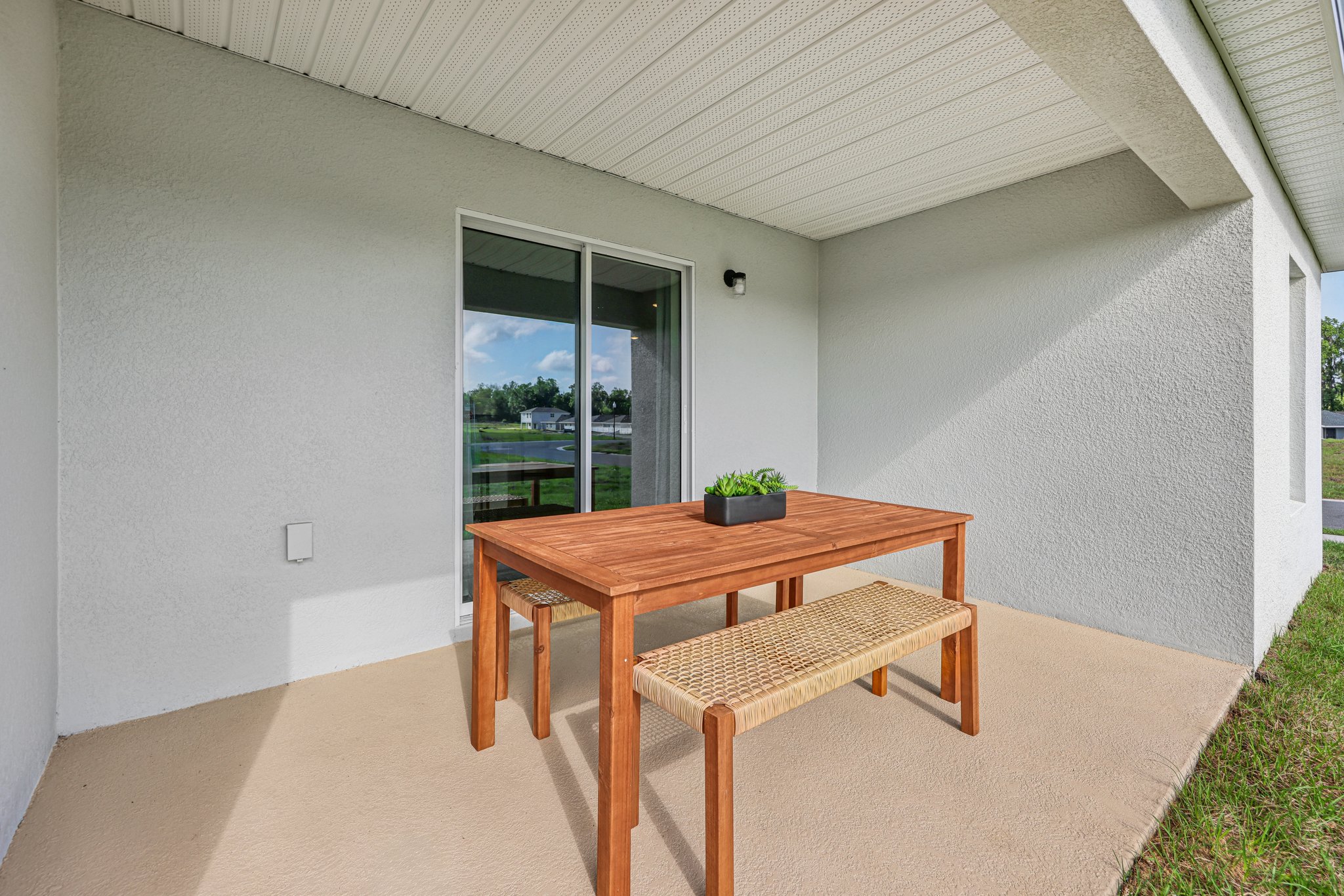 A table in a room.