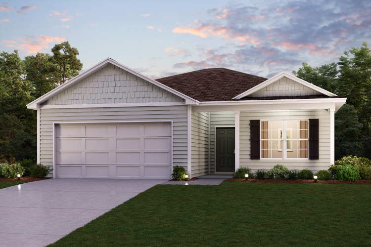 A house with a garage.