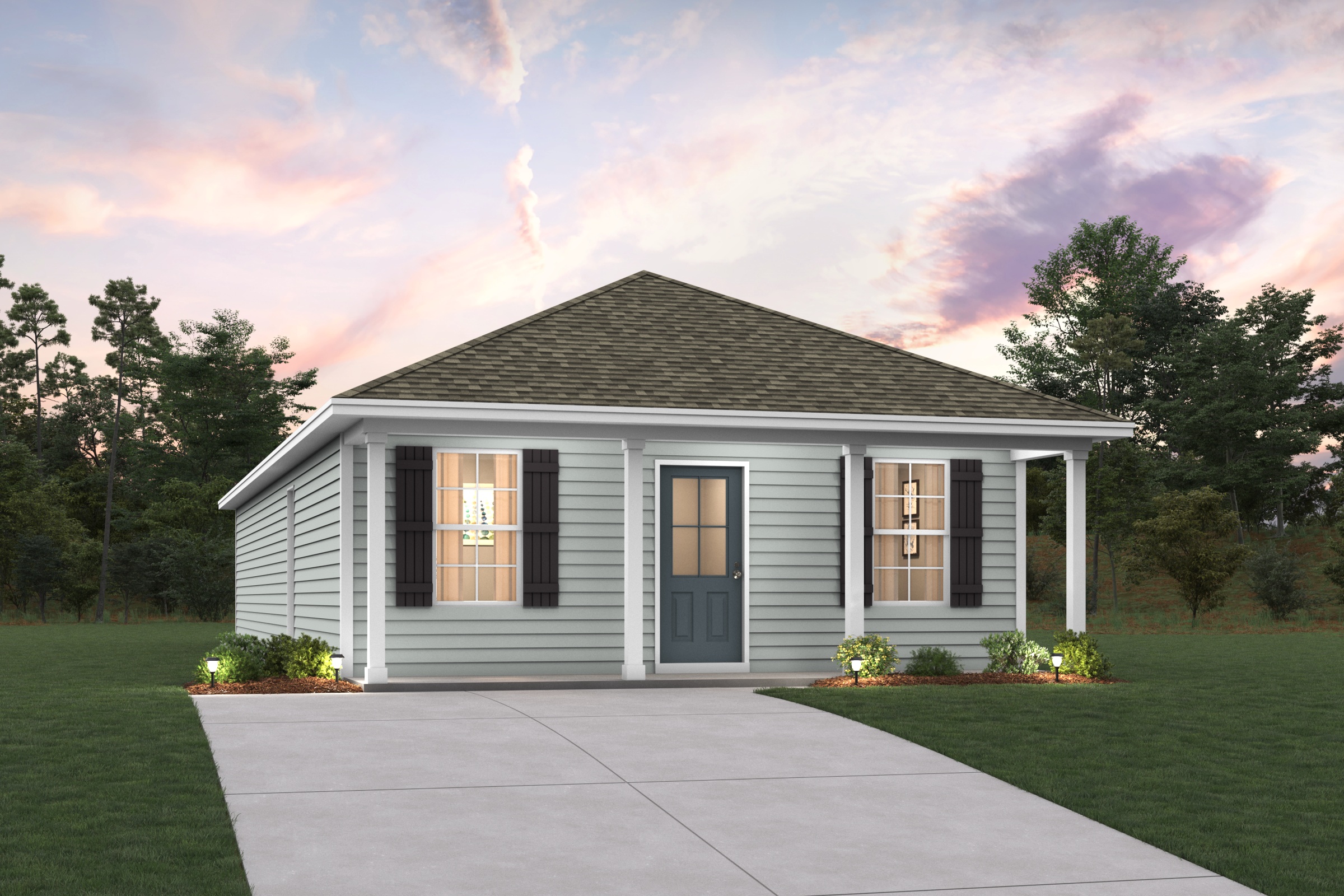 A house with a driveway.